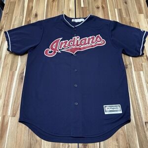 Cleveland Indians Jersey Mens L Blue Majestic Cool Base MLB Baseball #22